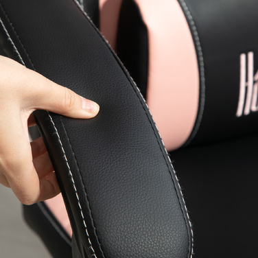 Ігрове крісло з котячими вушками, регульованою спинкою, висувною підніжкою, до 120 кг, Рожево-чорне