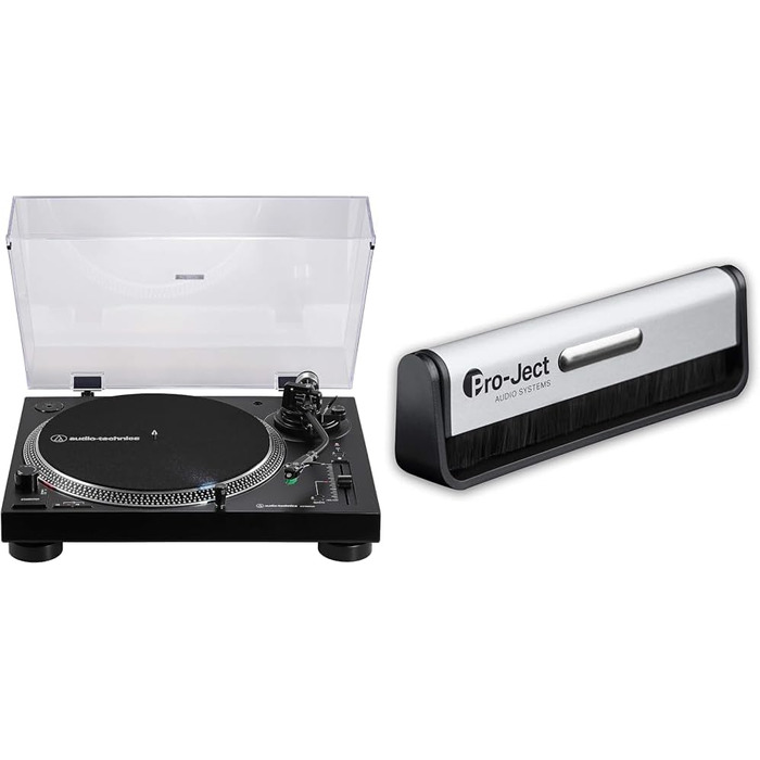 Програвач вінілу Audio-Technica LP120XUSB-BK з прямим приводом, USB, Bluetooth, чорний, комплект з очищувачем для платівок