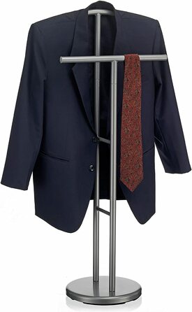 Чоловічий слуга Лоренц Вішалка для одягу Вішалка для одягу Вішалка для одягу з вішалкою для брюк, металева сіра