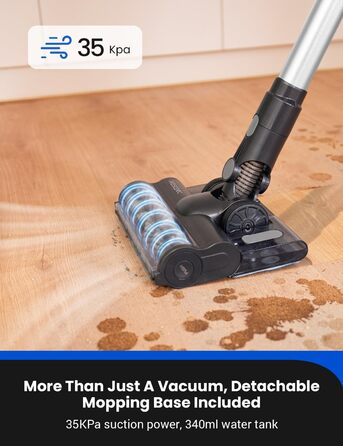 Бездротовий пилосос Proscenic P15: 55KPa, 580W, 70 хв, LED дисплей, антизаплутування, фільтр 6 шарів, для килимів, твердих поверхонь, шерсті тварин, автосалону (світло-сріблястий)