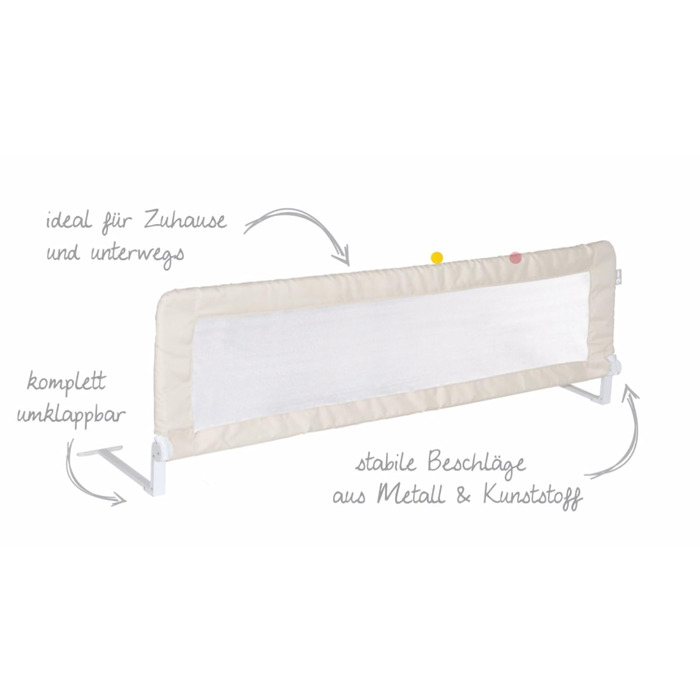Захисний бортик для ліжка Roba Klipp-Klapp 100 бежевий 100x40 см - бортик для дитячого ліжечка, складаний, захист від випадання для немовлят та дітей