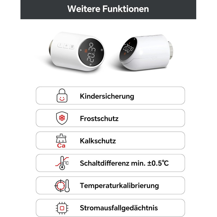 Розумний термостат для радіатора Beok WiFi з керуванням через Tuya, Google Assistant та Alexa, живлення від батарейок