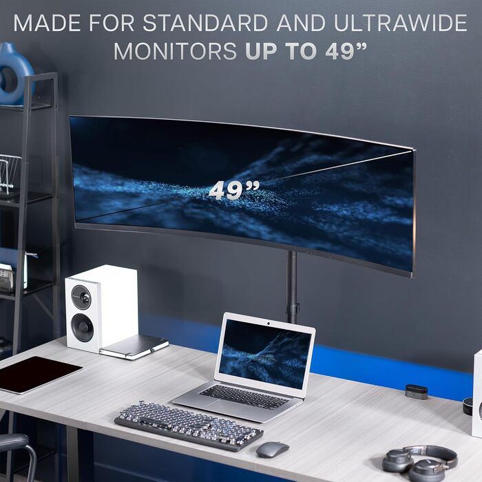 Кріплення для монітора VIVO STAND-V100R: підтримка екранів до 49 дюймів, регульована висота, міцна конструкція, чорний колір