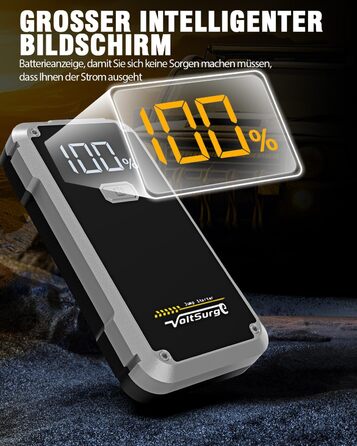 Powerbank Starthilfe VoltSurge 5000A: Зарядний пристрій для автомобіля, пусковий запуск, 5000A, 12V, для бензинових (7.0L) та дизельних (5.5L) двигунів, з LED-ліхтариком