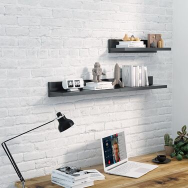 Настінні полиці Wandregal 39 см, комплект з 3 шт. для спальні, ванної, вітальні, кухні, офісу (чорні)