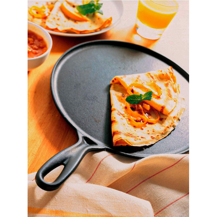 Сковорода для крепів Le Creuset з дерев'яним шкребком, чавун, 27 см, Cerise (Вишневий)