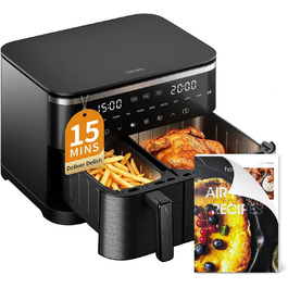 Фритюрниця без олії з підсвічуванням та нагадуванням про струшування, антипригарне покриття, 30-200°C, 78 рецептів, 8-в-1, тиха фритюрниця (11 л)