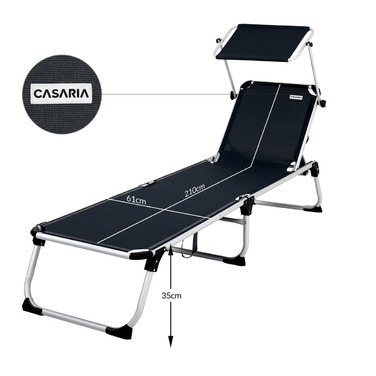 Шезлонг Мальта Антрацит 210x61x35см Alu Sun Covery