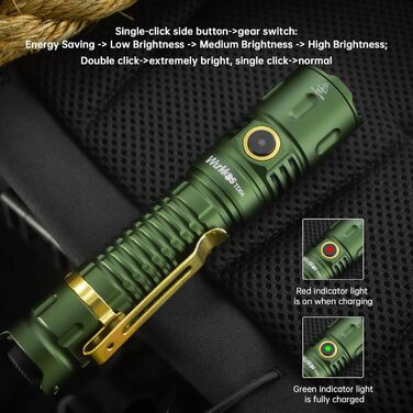 Світлодіодний ліхтар Wurkkos TD04 Tactical 3000 люмен, акумуляторний, 8 режимів, IP68, зелений