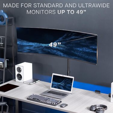 Кріплення для монітора VIVO STAND-V100R: підтримка екранів до 49 дюймів, регульована висота, міцна конструкція, чорний колір