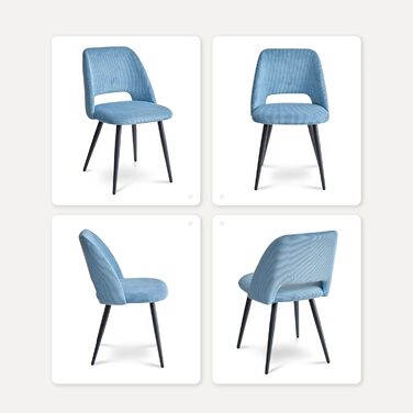 Стілець для їдальні, кухонний стілець з вертикальними смугами, м'який стілець з ергономічною спинкою, для їдальні, вітальні, кухні, спальні - (Блакитний, набір 2 шт.)