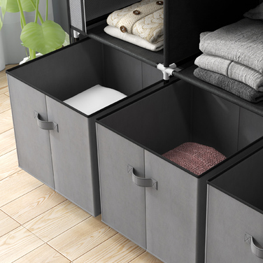 Шкаф HOMCOM Garderobe, розкладний, тканинний, з блискавкою, фліс, темно-сірий, 125x43x162,5 см | Aosom