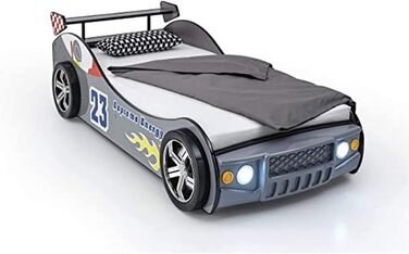 Автомобільне ліжко Stella Trading ENERGY зі світлодіодним освітленням 90 x 200 см - Захоплююче автомобільне ліжечко для маленьких гонщиків в - 105 x 60 x 225 см (Ш/В/Г) (срібло)