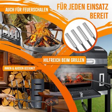 Набір для каміну KESSER® 5 предметів | Сучасний дизайн, з покриттям, з нержавіючої сталі, антрацит