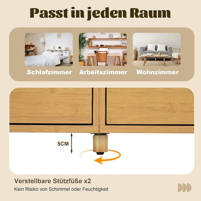 Комод з двома розсувними дверцятами та трьома шухлядами, 140x40x76 см, дерево