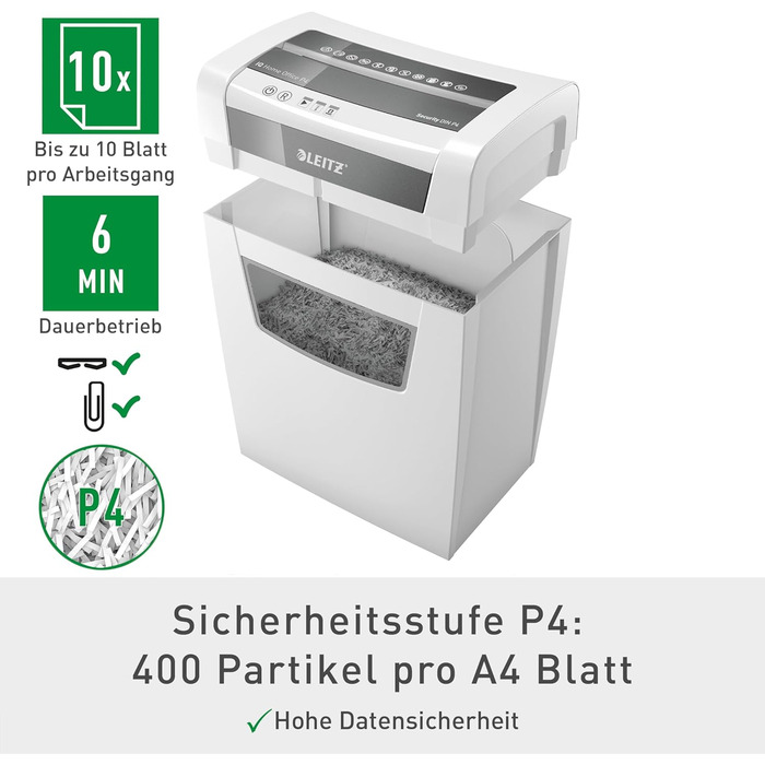 Шредер Leitz IQ Aktenvernichter Home Office: безпечне знищення документів, P4, 23L, для дому та офісу
