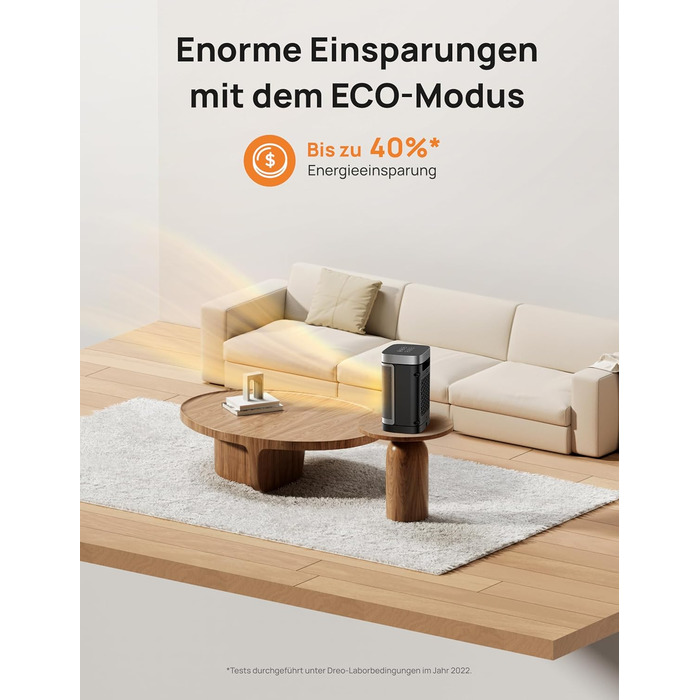 Електричний обігрівач Dreo з термостатом, 1500W, керамічний, тихий, з осциляцією, ECO-режим, таймер 12 годин, захист від перегріву та перекидання, срібний