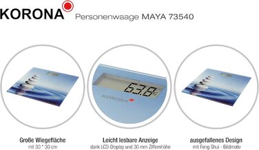 Ваги для ванної MAYA, цифрові, Фен-шуй вода, вантажопідйомність 180кг, загартоване скло, 73540