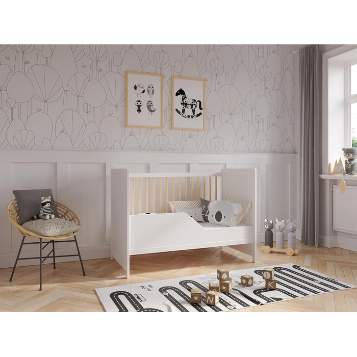 Дитяче ліжко-приліжкова кроватка Love For Sleep Tokyo 120x60 см з бар'єром, трансформується, антрацит-горіх, збірна, для малюків