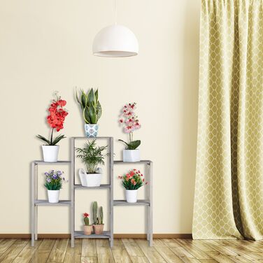 Стелаж для квітів Relaxdays сірого кольору з дерева