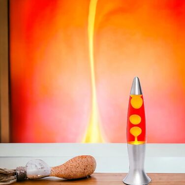 КРУТІ ПОДАРУНКИ Настільна лампа Lava 40 см з вимикачем, в комплекті лампочка E14, плафони Plasma, Magma, Medusa (червоно-жовті)