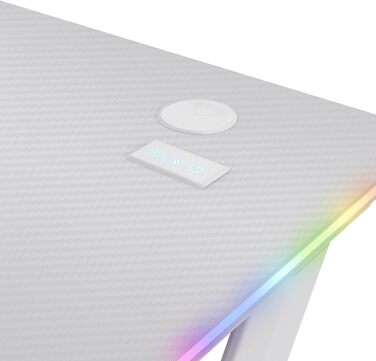 Ігровий стіл Trust Gaming GXT 709W Luminus RGB з підсвічуванням LED, 10 режимів, USB, білий, з тримачем для навушників та напоїв, 120 x 60 см