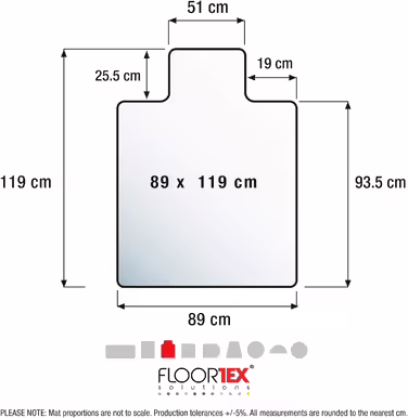 Захисний килимок для підлоги Floortex, полікарбонат, прозорий, 119x89 см