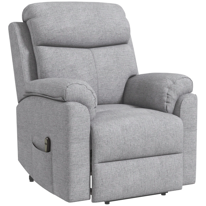 Реклайнер для телевізора HOMCOM Recliner Electric з допоміжним засобом стоячи, 5 режимів масажу, функція відкидання, масажне крісло з підніжкою, білизняний вигляд, бічна кишеня та пульт дистанційного керування, для вітальні, сірий | Аосом