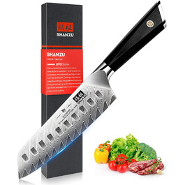 SHAN ZU Кухонний ніж з дамаської сталі, 15 см, професійний, Santoku, 67 шарів, нержавіюча сталь, японська сталь 10Cr15Mov, G10 ручка, серія GYO