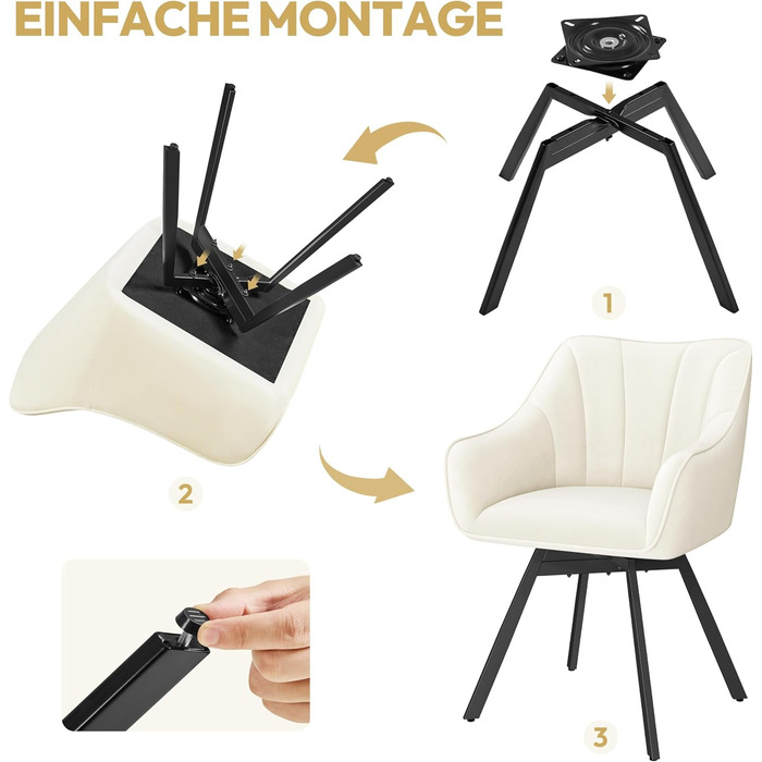 Набір з 2-х обертових кухонних стільців Yaheetech з підлокітниками та металевими ніжками, бежевий