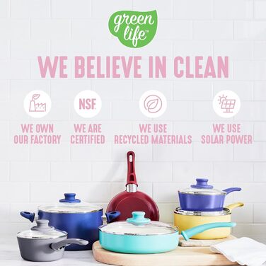 Набір посуду GreenLife Soft Grip 8 предметів: антипригарне покриття, кераміка, рожевий колір, з кришками, для приготування та тушкування