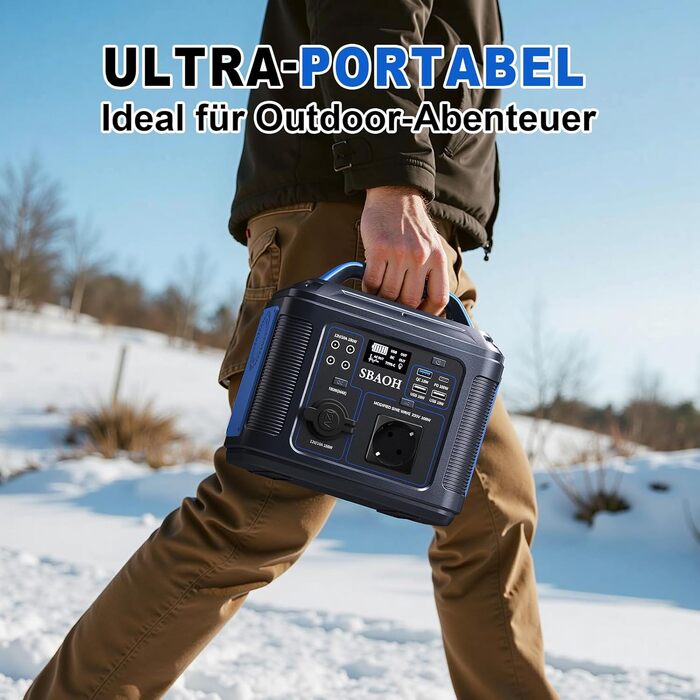 Портативна електростанція SBAOH 538.7Wh сонячний генератор, акумулятор з виходами AC/USB, 300W для подорожей, кемпінгу, відпочинку на природі та надзвичайних ситуацій