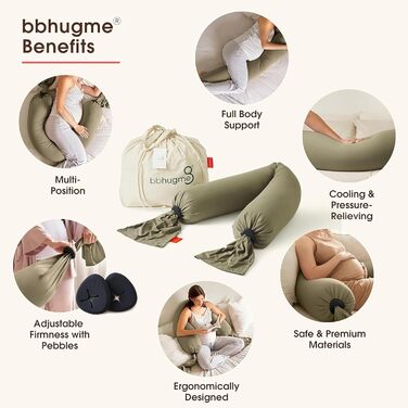 Подушка для вагітних та годування BBhugme® Dusty Olive (оливковий)