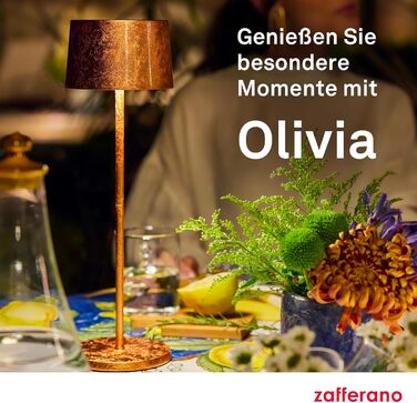 Zafferano Olivia Pro - портативна LED-лампа з торшером, регулювання яскравості, 2700-3000K, 35 см (золота)