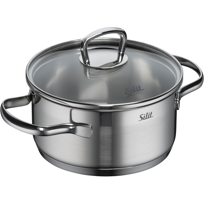 Набір каструль Silit Toskana Induktion 4 шт. з нержавіючої сталі, з кришкою з термостійкого скла, антипригарне покриття відсутнє