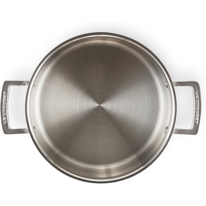 Сковорода Le Creuset з кришкою з нержавіючої сталі, 24 см, для всіх типів плит (включаючи індукцію) та духовки, срібна