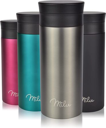 Термос Milu з нержавіючої сталі для go-450 мл-100 герметичність-Питна чашка, чайна пляшка Термос Автомобільна чашка з подвійною стінкою ізоляція-360 - отвір для пиття(450 мл, сірий)