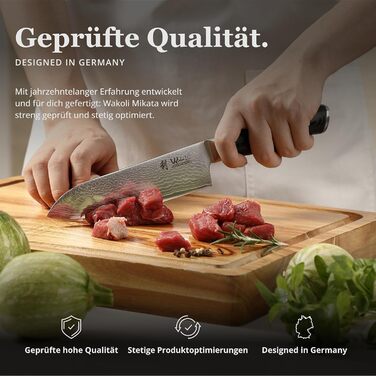 Ніж кухонний Wakoli Mikata Damast Santoku 17 см з лезом з дамаської сталі (67 шарів) з ручкою Micarta