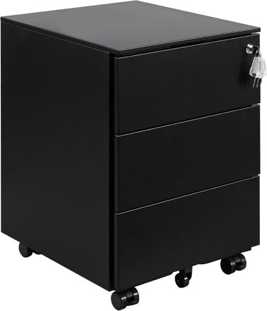 Роликовий контейнер HOMSTEEL з замком, 4 шухляди, металевий шафа, готовий до використання, для офісу та дому, білий (3 шухляди (44T x 37B x 60H cm), чорний)
