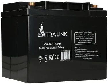 Акумулятор EXTRALINK 12 В 100 Ач AGM VLRA Гелевий акумулятор 12 В 100 Ач Сонячна батарея 12 В Акумулятор без нагляду Акумулятор 12 В Автомобільна сонячна батарея Акумулятор для автофургону Акумулятор для човна Кемпінг Кемпер стійкий (40 Ач)