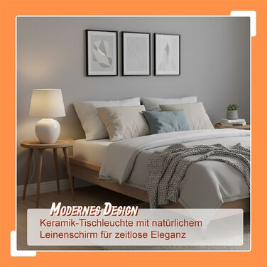 Лампа для столу Relaxdays з тканинним абажуром та керамічним цоколем