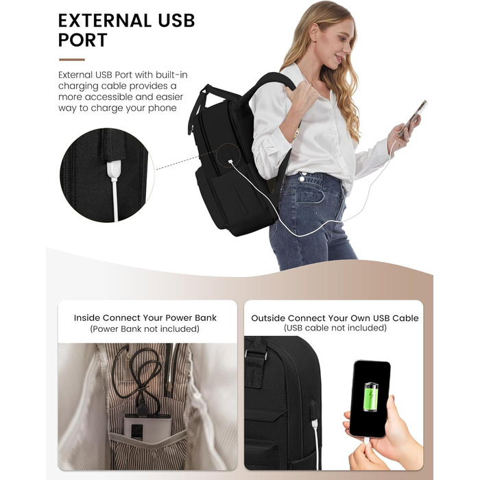 Жіночий рюкзак LOVEVOOK: водонепроникний, для ноутбука 15.6