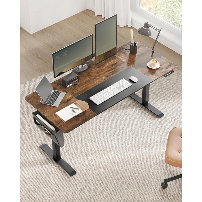 SONGMICS Регульований стіл SONGMICS Höhenverstellbarer Schreibtisch електричний, 160 x 70 см, з пам'яттю, vintagebraun-Mattschwarz, LSD026X01