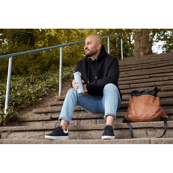 Термокружка Emsa N21518 Travel Mug Light | 0.4 л, нержавіюча сталь, 8 год гаряче/16 год холодне, BPA Free, блакитний колір