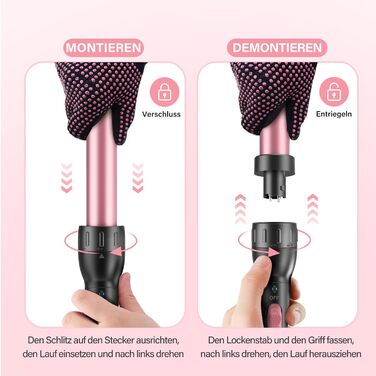 Набір для завивки та випрямлення волосся BESTOPE MIX 5-в-1 з насадками для великих та маленьких локонів, 10-32 мм, швидкий нагрів, 2 температурні режими, рожевий