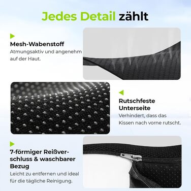 Ортопедична подушка для сидіння AUVON для офісного та автомобільного крісла, кільце для геморою, ергономічна - товстий пінополіуретан Memory Foam, міцна підтримка куприкової області та зняття болю, комфортне сидіння та покращення кровообігу