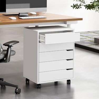 Контейнер для документів Sogesfurniture, офісний шафа з 5 висувними ящиками, білий