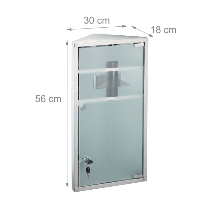 Шафка для медикаментів Relaxdays зі скляними дверцятами