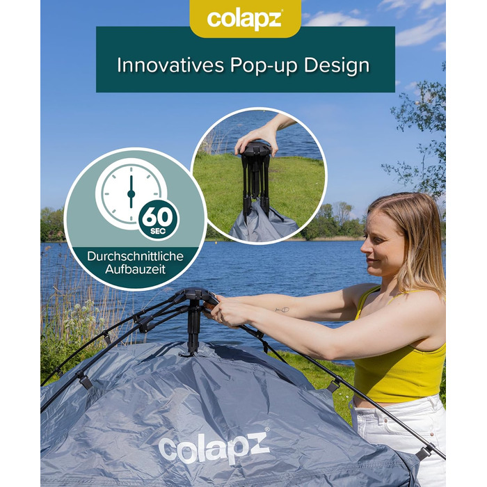 Намет для душу та туалету Colapz – портативна роздягальня для кемпінгу, сірий, 2,1 м