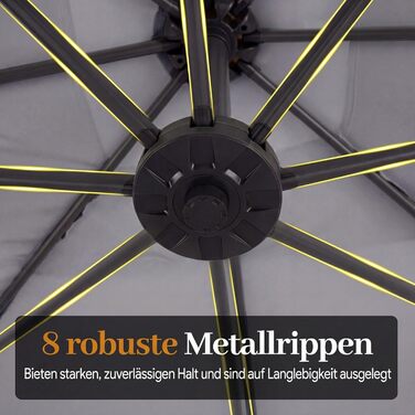 Садова парасоля від COSTWAY 250 см, квадратна з LED-підсвіткою, стійкою та ручним приводом, захист від UV, бежевий